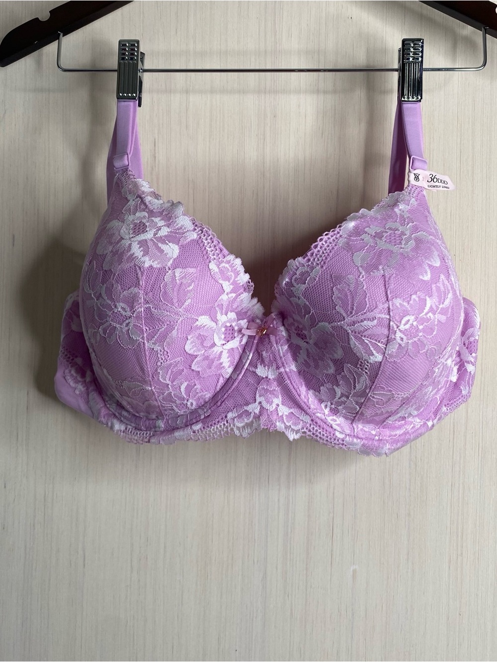 NWT Victoria’s Secret Lightly Lined Demi Underwire Bra Lavender Lace 36DDD